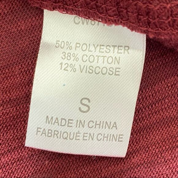 CHASER Maroon Casual Long Sleeve T Shirt Size Small Relaxed Fit - Picture 5 of 5